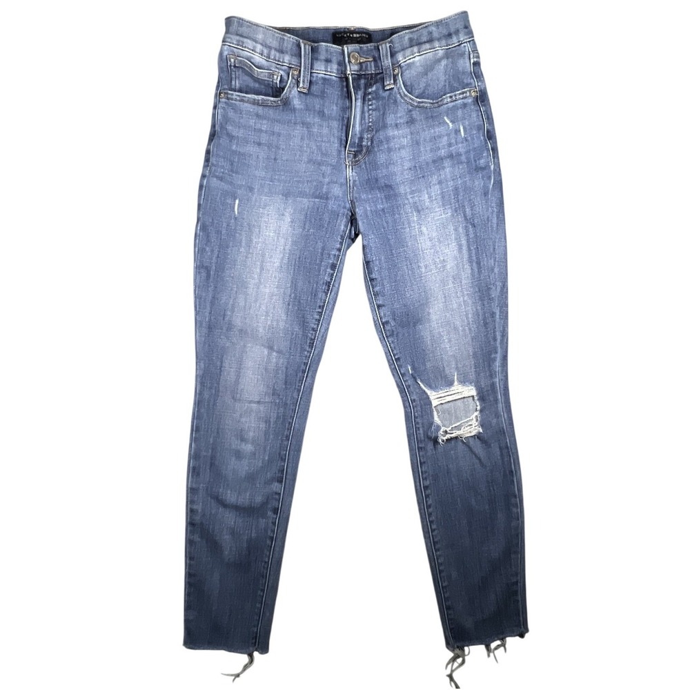 Lucky Brand‎ Ava Skinny Ankle Jeans Women's Size 4/27 Mid Rise Distressed Blue